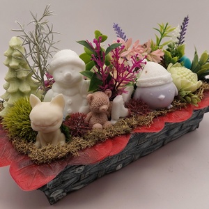 Téli-nyári oldalas szögletes kosár szappanvirágokkal, Otthon & Életmód, Dekoráció, Virágdísz és tartó, Csokor & Virágdísz, Szappankészítés, Virágkötés, MESKA