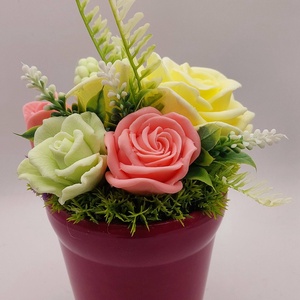 Szappanvirágok magenta színű kaspóban -  - Meska.hu