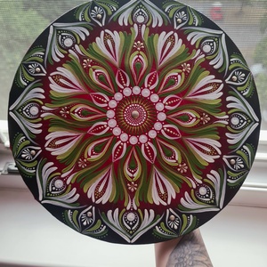 Magenta/zöld mandala, Otthon & Életmód, Dekoráció, Spiritualitás, Mandala, Festészet, MESKA