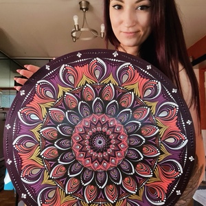 Lila-sárga 50cm-es Mandala - otthon & életmód - dekoráció - spiritualitás - mandala - Meska.hu