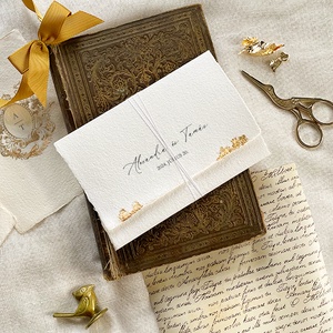 YASMINE Esküvői meghívó textúrált merített papíron borítékkal - A5 méretben, Esküvő, Meghívó & Kártya, Meghívó, Papírművészet, MESKA