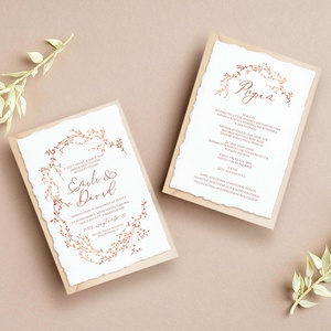 ROSEGOLD Esküvői meghívó textúrált merített papíron borítékkal - A6 méret, Esküvő, Meghívó & Kártya, Meghívó, Papírművészet, MESKA
