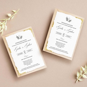 GOLD FOIL Esküvői meghívó textúrált merített papíron borítékkal - A6 méret, Esküvő, Meghívó & Kártya, Meghívó, Papírművészet, MESKA