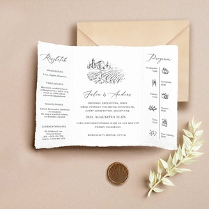 BALATON Esküvői meghívó textúrált merített papíron borítékkal - A5 méretben, Esküvő, Meghívó & Kártya, Meghívó, Papírművészet, MESKA