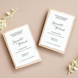 TIMELESS Esküvői meghívó textúrált merített papíron borítékkal - A6 méret, Esküvő, Meghívó & Kártya, Meghívó, Papírművészet, MESKA