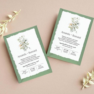 WILDFLOWER Esküvői meghívó textúrált merített papíron borítékkal - A6 méret, Esküvő, Meghívó & Kártya, Meghívó, Papírművészet, MESKA