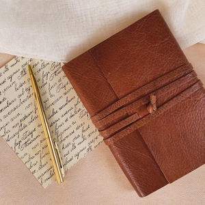 Vintage barna bőr notesz, napló, tervező, jegyzetfüzet, rajzfüzet, utazási napló - Meska.hu
