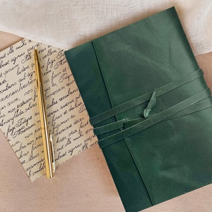 Vintage sötétzöld bőr notesz, napló, tervező, jegyzetfüzet, rajzfüzet, utazási napló - Meska.hu