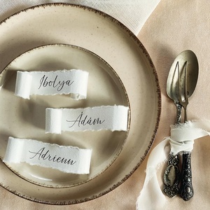 ROMANTIC Esküvői Ültetőkártya, merített papíron - ültetőkártya, névkártya - esküvő - meghívó & kártya - ültetési rend - Meska.hu