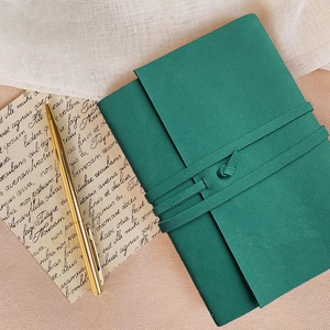 Zöld hasított bőr notesz, napló, tervező, jegyzetfüzet, rajzfüzet, utazási napló, Otthon & Életmód, Papír, írószer, Jegyzetfüzet & Napló, Bőrművesség, Könyvkötés, MESKA