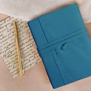 Világoskék bőr notesz, napló, tervező, jegyzetfüzet, rajzfüzet, utazási napló - otthon & életmód - papír, írószer - jegyzetfüzet & napló - Meska.hu