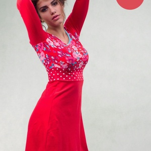 ruha virágos- FLOWER RED - Meska.hu