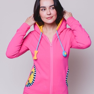 Pink zipzáros kapucnis kardigán - CAT, Ruha & Divat, Női ruha, Kardigánok, , MESKA