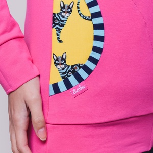 Pink zipzáros kapucnis kardigán - CAT - ruha & divat - női ruha - kardigánok - Meska.hu