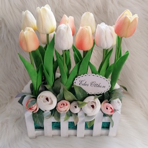 Tulipános anyák napi dísz - otthon & életmód - dekoráció - asztal és polc dekoráció - asztaldísz - Meska.hu