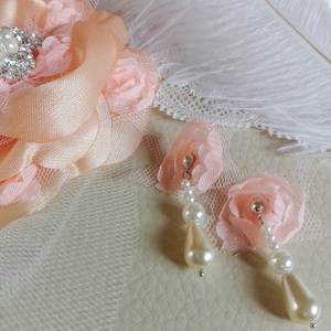 Shabby chic esküvői fátyol és fülbevaló, Esküvő, Esküvői szett, Ékszerkészítés, Varrás, MESKA