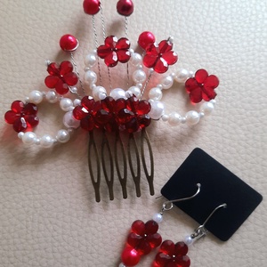 Gyöngyös menyecske hajdísz fülbevalóval - esküvő - ékszer - ékszerszett - Meska.hu