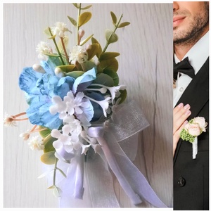 Kék virágos kitűző - Meska.hu