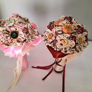 Lenvászon virágcsokor ballagásra - otthon & életmód - virágdekoráció - virágok - virágcsokor - Meska.hu