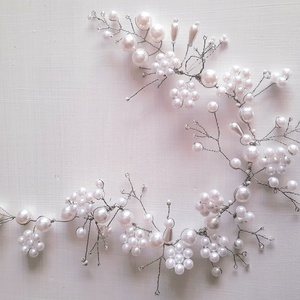 Fehér gyöngydrót hajdísz esküvőre, Esküvő, Hajdísz, Kontydísz & Hajdísz, Gyöngyfűzés, gyöngyhímzés, MESKA