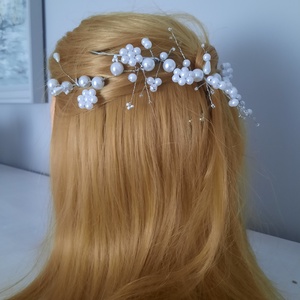 Fehér gyöngydrót hajdísz esküvőre - esküvő - hajdísz - kontydísz & hajdísz - Meska.hu