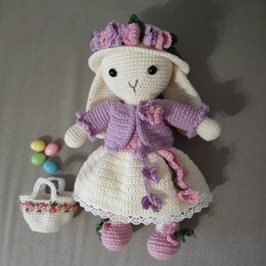 Nyuszi kiskosárral, Ünnepi díszek, dekorációk, Húsvéti díszek és dekorációk, Húsvéti asztaldíszek, , MESKA