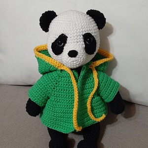 Panda kapucnis felsőben, Játék & Sport, Plüssállat & Játékfigura, Maci, Horgolás, MESKA
