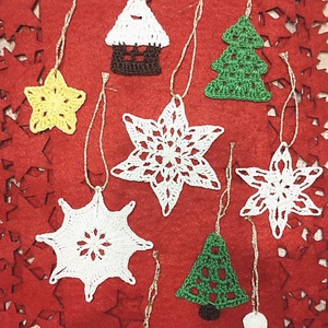 Karácsonyi díszek , Karácsony, Karácsonyi lakásdekoráció, Karácsonyfadíszek, Horgolás, MESKA