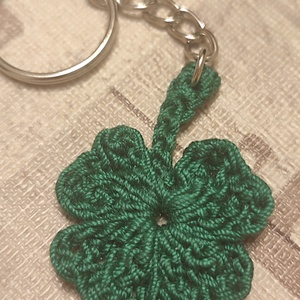 Négylevelű lóhere kulcstartó , Táska & Tok, Kulcstartó & Táskadísz, Kulcstartó, Horgolás, MESKA