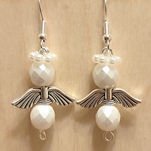 Angyalkás fülbevalók, Ékszer, Fülbevaló, Fülékszer, Ékszerkészítés, Gyöngyfűzés, gyöngyhímzés, MESKA