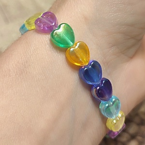 Szívecskés karkötő , Ékszer, Karkötő, Gyöngyös karkötő, Ékszerkészítés, Gyöngyfűzés, gyöngyhímzés, MESKA