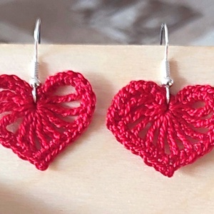 Horgolt szívecskés fülbevaló - ékszer - fülbevaló - fülékszer - Meska.hu Horgolt szívecskés fülbevaló - ékszer - fülbevaló - fülékszer - Meska.hu