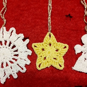 AKCIÓ!!! Horgolt karácsonyi díszek  - karácsony - karácsonyi lakásdekoráció - karácsonyfadíszek - Meska.hu