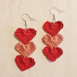 Horgolt szívecskés fülbevaló, Ékszer, Fülbevaló, Fülékszer, Ékszerkészítés, Horgolás, MESKA