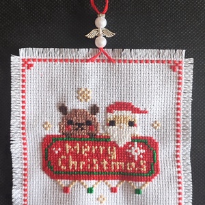 Keresztszemes karácsonyi dekoráció  - karácsony - karácsonyi lakásdekoráció - karácsonyi ajtódíszek - Meska.hu