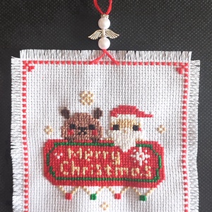 Keresztszemes karácsonyi dekoráció  - karácsony - karácsonyi lakásdekoráció - karácsonyi ajtódíszek - Meska.hu