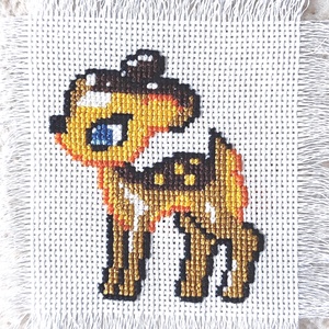 Keresztszemes Bambi, Művészet, Textilkép, Keresztszemes, Hímzés, MESKA