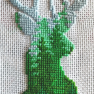 Keresztszemes szarvas , Otthon & Életmód, Dekoráció, Kép & Falikép, Vászonkép, Hímzés, MESKA