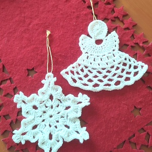 Horgolt díszek , Karácsony, Karácsonyi lakásdekoráció, Karácsonyfadíszek, Horgolás, MESKA