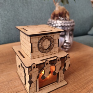 Karácsonyi kandalló dekoráció - személyre szabható - karácsony - karácsonyi lakásdekoráció - karácsonyi ablakdíszek, ablakmatricák - Meska.hu