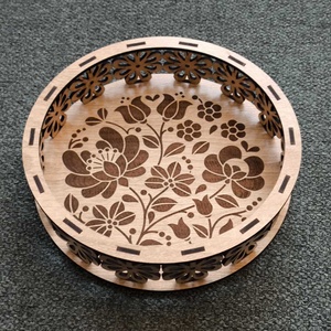 Virágmintás dobozka, Otthon & Életmód, Konyhafelszerelés, tálalás, Tálalás, Tálca, Gravírozás, pirográfia, MESKA