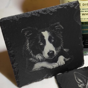 Gravírozott pala poháralátét, Otthon & Életmód, Konyhafelszerelés, tálalás, Tálalás, Tányér- és poháralátét, Gravírozás, pirográfia, MESKA