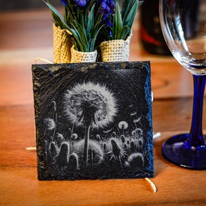 Gravírozott pala poháralátét, Otthon & Életmód, Konyhafelszerelés, tálalás, Tálalás, Tányér- és poháralátét, Gravírozás, pirográfia, MESKA