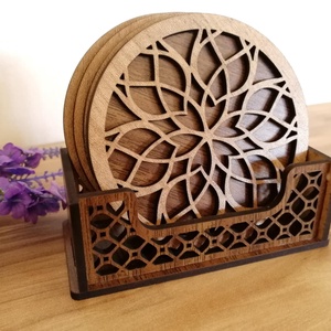 Mandala mintás poháralátét szett, Otthon & Életmód, Konyhafelszerelés, tálalás, Tálalás, Tányér- és poháralátét, Gravírozás, pirográfia, MESKA