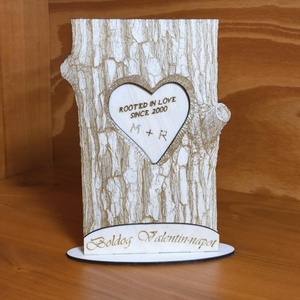 Valentin-napi fatörzs, Otthon & Életmód, Dekoráció, Asztal és polc dekoráció, Gravírozott táblák, Famegmunkálás, Gravírozás, pirográfia, MESKA