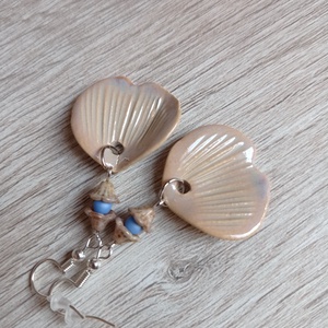 Beige ginkgo biloba fülbevaló - Meska.hu