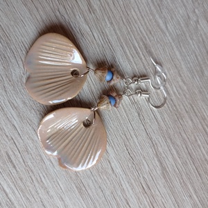 Beige ginkgo biloba fülbevaló - ékszer - fülbevaló - lógó fülbevaló - Meska.hu