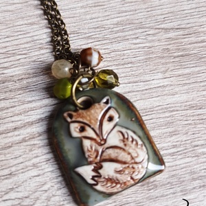 Róka mintás medál porcelánból - Meska.hu