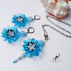 Vízkék virág szett - ékszer - ékszerszett - Meska.hu