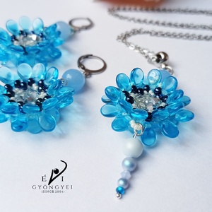 Vízkék virág szett - ékszer - ékszerszett - Meska.hu